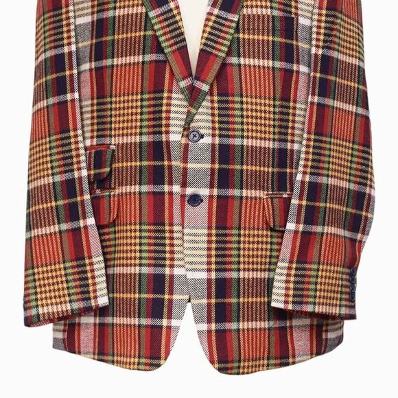 Mens Blazer Plaid 100% Wool Multicolor Formal Suit Jacket Wedding Sport Coat 48R - Picture 5 of 7